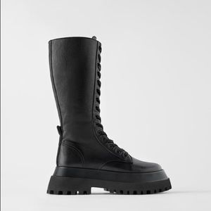 Zara LUG SOLE LEATHER BOOTS Size 39 / Size 8